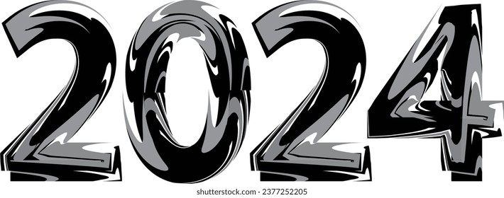 Happy New Year 2024 Grunge colorful Urban Vector Texture Template. Dark Messy Dust Overlay Distress Background. Easy To Create Abstract Dotted, Scratchedg
