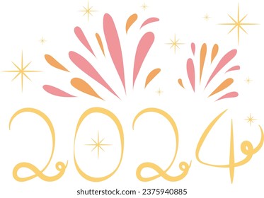 Happy New Year 2024 Illustration Graphic Element Art Card