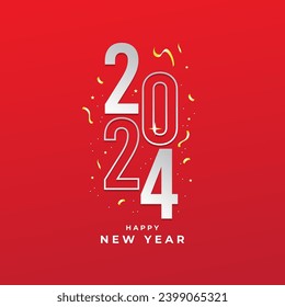 Feliz Año Nuevo 2024 ilustración de fondo vectorial. Concepto para la celebración del año nuevo 2024, apto para banner, antecedentes, feed, tarjeta de felicitación, antecedentes, publicación en medios sociales. Vector eps 10