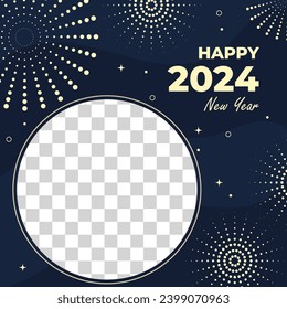 Happy New Year 2024 instagram post vector. 2024 new year celebration template concept. Vector eps 10