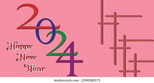 Happy new year 2024 invitation or promotion template, calendar, poster, banner and media post template, invitation, celebration, vector art illustration