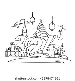 Happy New Year 2024 is just around the corner and we wanted to say congratulations and all the best for the coming year. vector template. Festive horizontal social media banner design