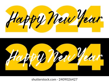 Happy New Year 2024 Label Badge Sticker Vector EPS PNG Transparent No Background Clip Art Vector EPS PNG 