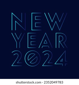 Happy New year 2024 lettering vector.