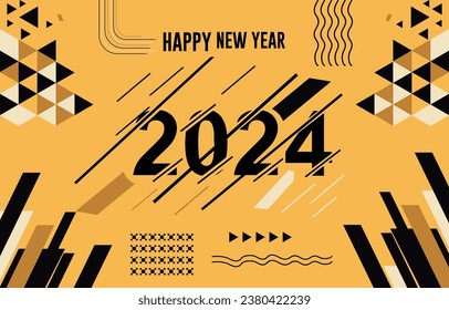 happy new year 2024  Lettering composition of new year vector illustration text design with modern calligraphy and dark background style.