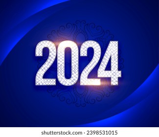 happy new year 2024 lettering in silver particle effect vector
