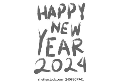Happy New Year 2024 - Lettering design for greeting banners, Prints, Cards and Posters, Mugs, Notebooks, Floor Pillows and T-shirt prints design.