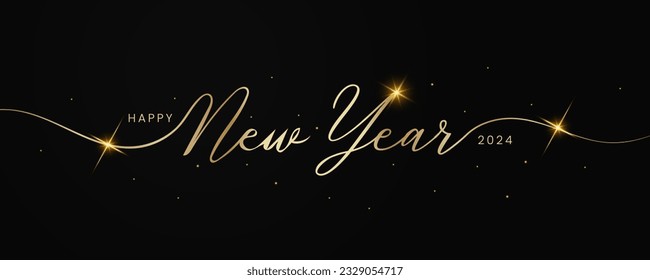 Happy new year 2024 letters banner, vector art and illustration. can use for, landing page, template, ui, web, mobile app, poster, banner, flyer, background