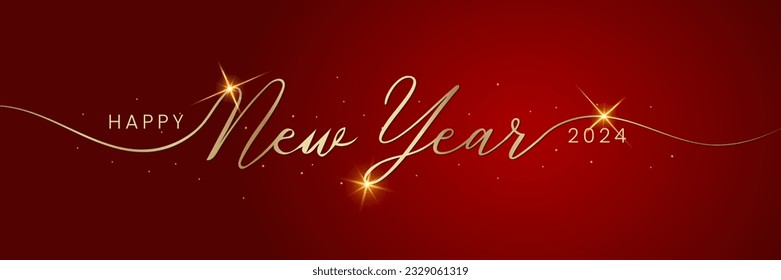 Happy new year 2024 letters luxury banner, vector art and illustration. Can use for, landing page, template, ui, web, mobile app, poster, banner, flyer, background