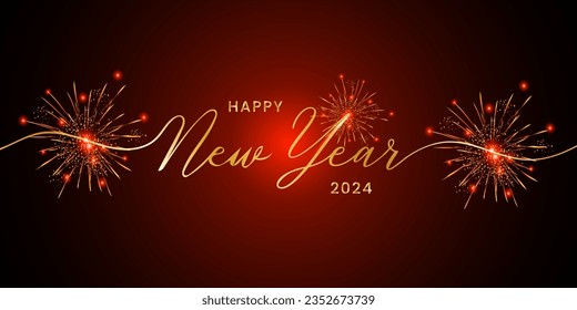 Happy new year 2024 letters banner. Vector art and illustration. can use for, landing page, template, ui, web, mobile app, poster, banner, flyer, background