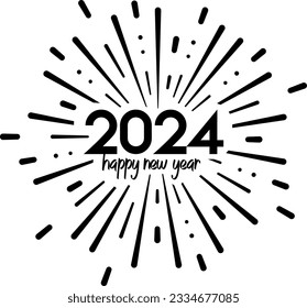 Happy new year 2024 with lines. Premium vector background for happy new year 2024 celebration.