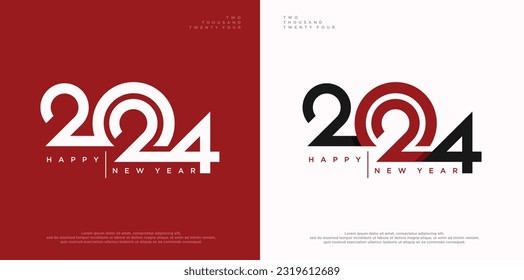 Happy New Year 2024 logo text design. Number 2024 design template. Vector illustration.