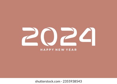 happy new year 2024 logo design, with modern white numerals