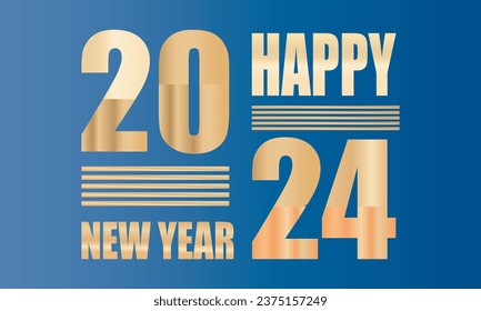 Happy New Year 2024 logo text design. 2024 number design ,Happy New Year 2024 dolden color illustration..eps