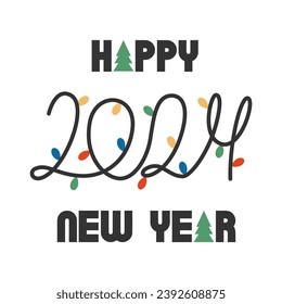 Happy New Year 2024 logo design