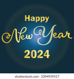 Happy New Year 2024 Logo. Abstract Hand drawn creative calligraphy vector logo design. 2024 New year Logo Design