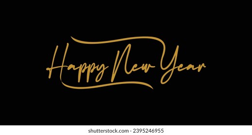 Happy New Year 2024 Logo. Abstract Hand drawn creative calligraphy vector logo design. 2024 New year Logo Design