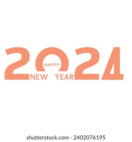 Happy New Year 2024 logo text design. 2024 number design template. Happy New Year 2024 symbol.