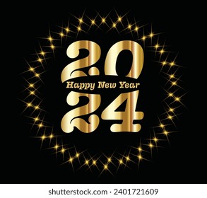 Happy New Year 2024 luxurious design. creative New Year black and golden Template. for personal or corporate use easily editable vector