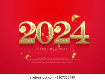 Happy new year 2024 with luxury gold classic numbers.
