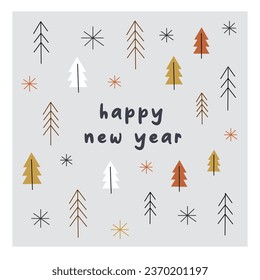 Happy New Year 2024. Minimalistic card design. Set for branding cover, card, posters. Card template