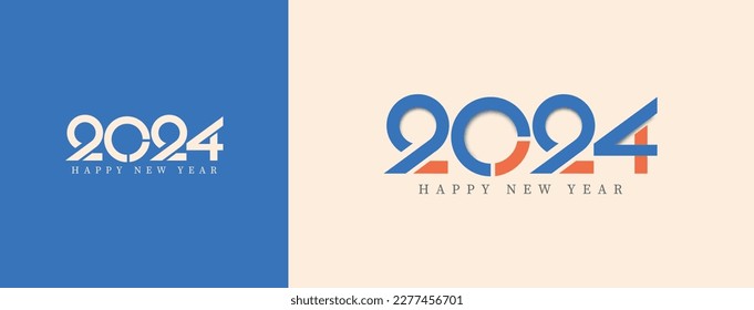 Happy new year 2024 with modern blue color background. 2024 new year calendar and celebration concept