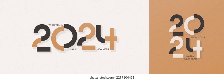 Happy new year 2024 with modern design number. 2024 new year for calendar, banner, poster and social media post template