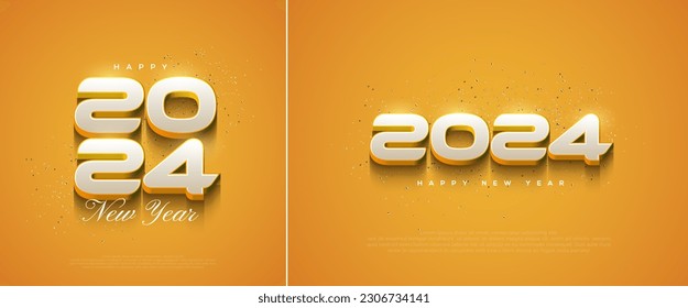 Feliz año nuevo 2024 moderno con elegantes y limpios números 3d. Diseño vectorial premium para banner, afiche, post social y feliz saludo de año nuevo.