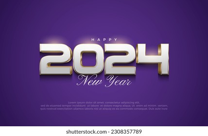 Happy new year 2024 modern and elegant. Clean and luxury 2024 design. Premium vector design for banner, poster, social post and happy new year greeting.