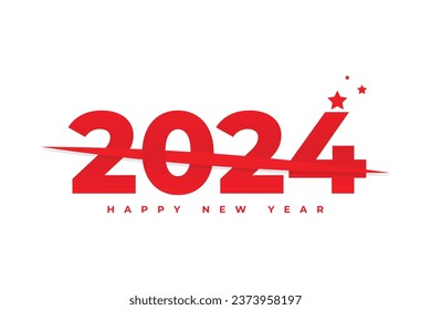 Happy new year 2024 modern red typography text logo design