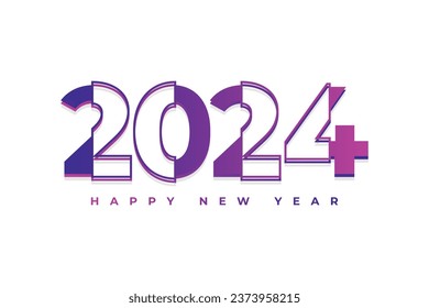Happy new year 2024 modern gradient color typography text logo design