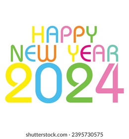 Happy New Year 2024 modern typography for your holiday vacation. 