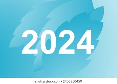 Happy new year 2024 modern design with white number abstract blue background. for banner, poster, greeting and celebration. vector illustration