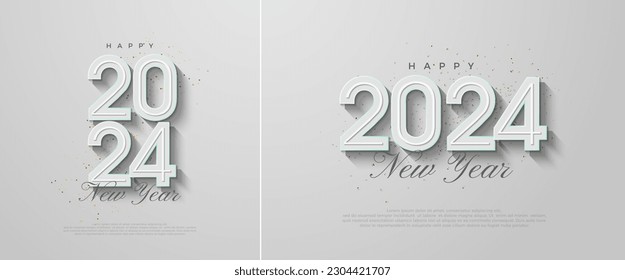 Happy new year 2024 number vector. Illustration of a number to celebrate the new year. With realistic 3d figures in light gray.