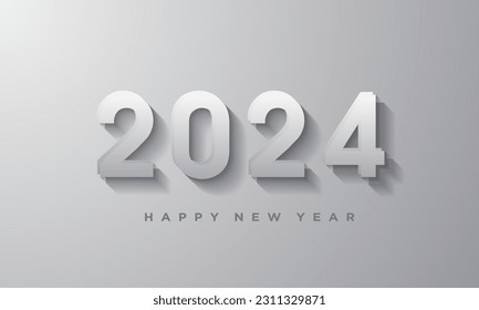 Happy new year 2024 number with clean and modern colorful numbers. Premium 2024 vector design for poster, banner, calendar and more.