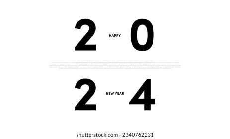 Happy New Year 2024, Number design template isolated on white background,  Greeting banner template, Vector illustration EPS 10