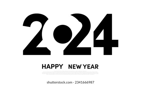 Happy New Year 2024, Number design template isolated on white background,  Greeting banner template, Vector illustration EPS 10