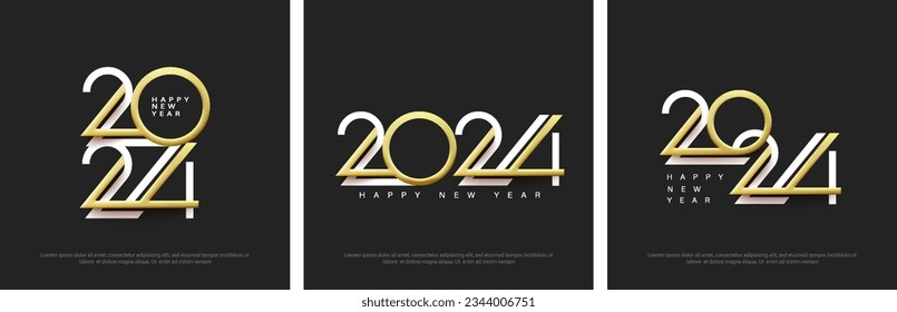 Happy new year 2024 number vector design. Premium for posters, banners, social greetings and new year 2024 celebrations.