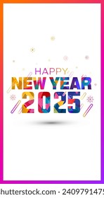 Happy new year 2024 number. Colorful, low poly, polygonal, Modern, trendy, futuristic, Fun, Party and celebration background. Abstract vector text design.