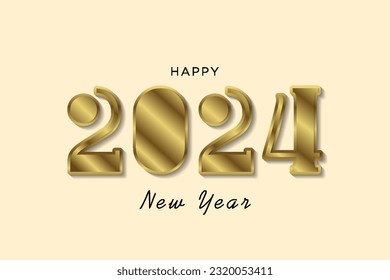 happy new year 2024, 2024 numbers with gold color 3d effect