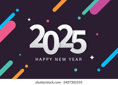 Happy new year 2024, new year numbers and text with colorful confetti.	