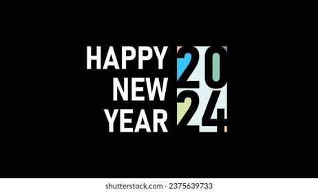 Happy New Year 2024. 2024 Happy New Year on a black background. 2024 Design vector illustration.