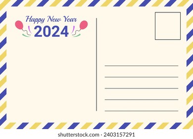 Happy New Year 2024 Postcard Design Template