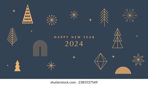 Happy New Year 2024, poster, banner and card design. Vector illustration