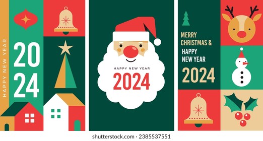 Happy New Year 2024, poster, banner and card design. Vector illustration