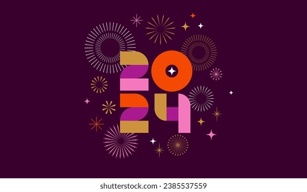 Happy New Year 2024, poster, banner and card design. Vector illustration