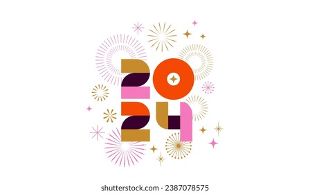 Happy New Year 2024, poster, banner and card design. Vector illustration