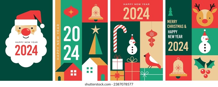 Happy New Year 2024, poster, banner and card design. Vector illustration