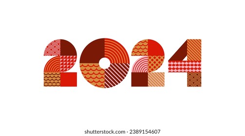 Happy New Year 2024, poster, banner and card design. Vector illustration