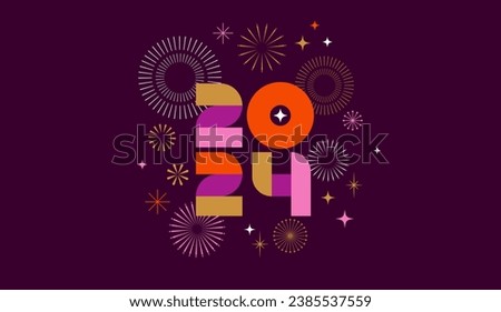 Happy New Year 2024, poster, banner and card design. Vector illustration